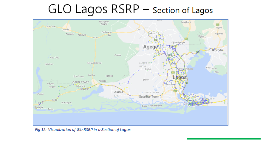 4G Spectrum usage 2022 - Glo Lagos RSRP - Section of Lagos