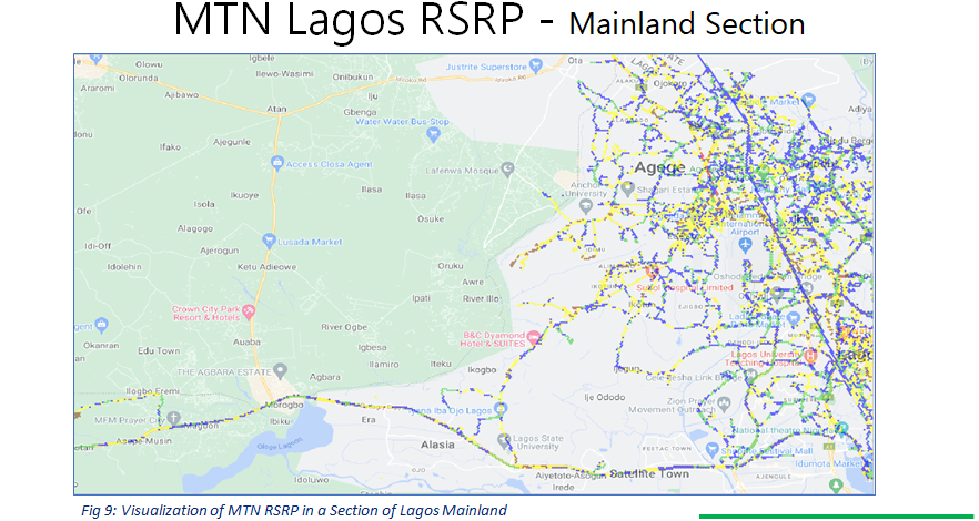 4G Spectrum usage 2022 - MTN Lagos RSRP - Mainland section