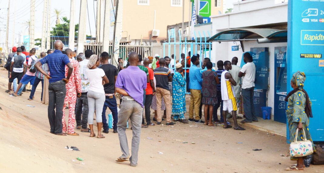 Nigerians queuing at ATM gallery