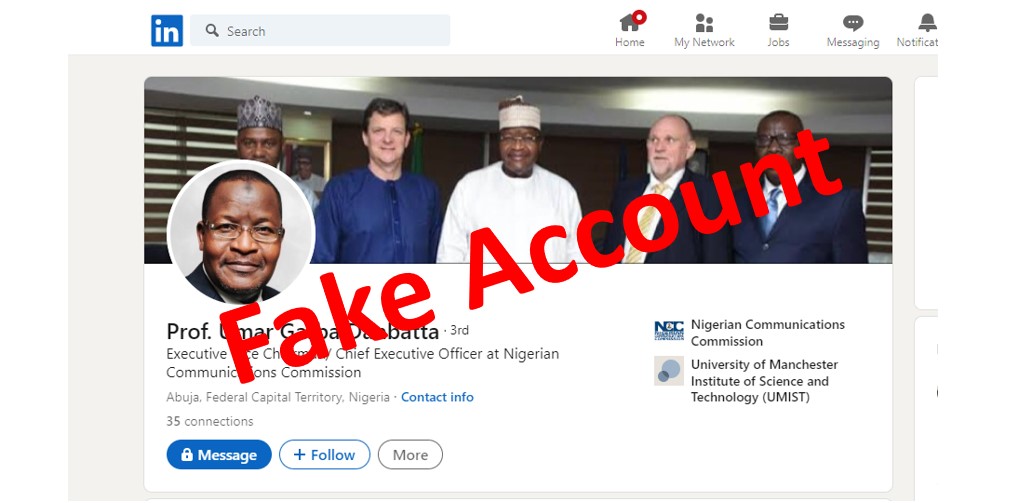 Prof. Umar Garba Danbatta Fake LinkedIn Account