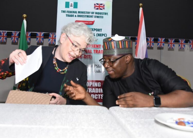 Gill Atkinson and Director Trade FMITI, Suleman Audu, at the workshop