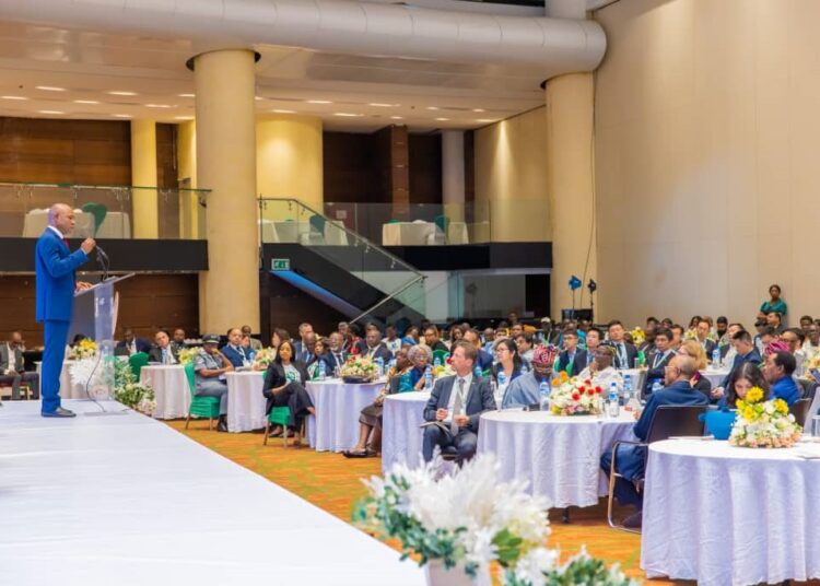 Governor Peter Mbah of Enugu State speaking at LCCI