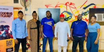 Lawrence Ezeh, Enugu Science and Technology Commissioner, flanked by ecosystem players