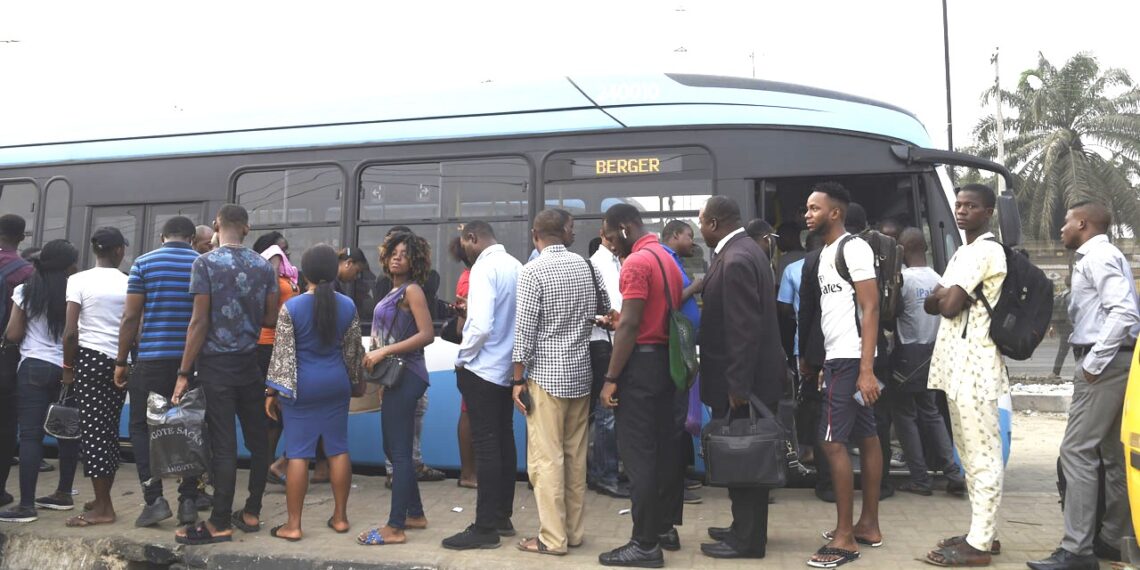 Passengers at BRT terminal