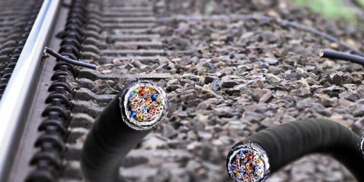Cable theft via fibre optic cable vandalism