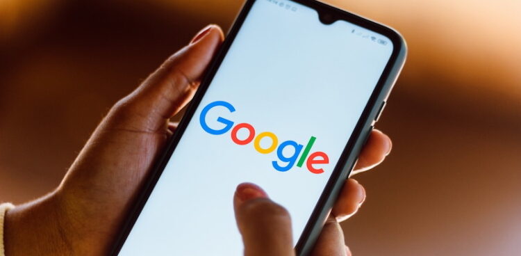 July 13, 2020, Brazil. In this photo illustration the Google logo seen displayed on a smartphone
