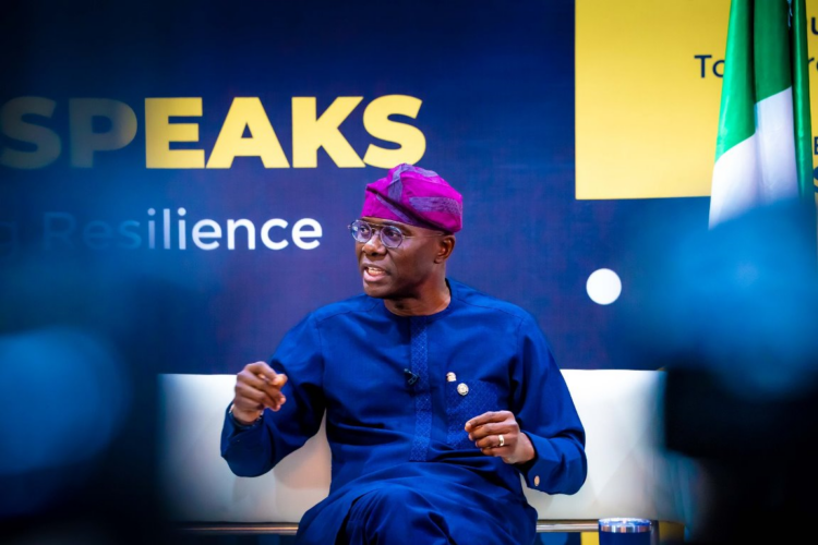 Governor Sanwo-Olu speaking during a media chat