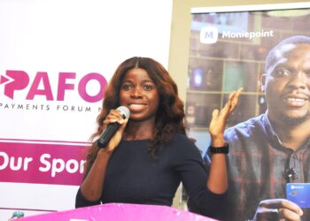 Isoken Aigbomian, the Regional Sales Manager, Moniepoint speaking at PAFON 1.0