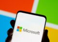 Microsoft logo, outage, glitch and AI