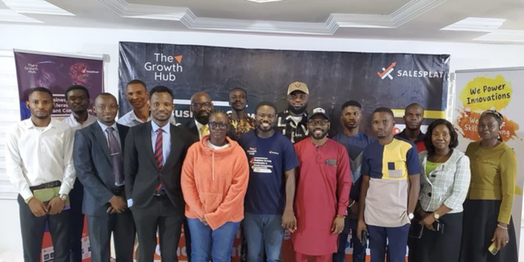 Olatunde Victor, founder of SalesPlat flanked by some of the 40 Top SMEs under The Growth Hub