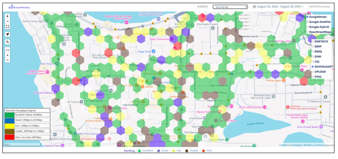 Enextgen Wireless 4G and 5G Survey - Globacom 4G LTE Downlink Throughput August 30, 2024