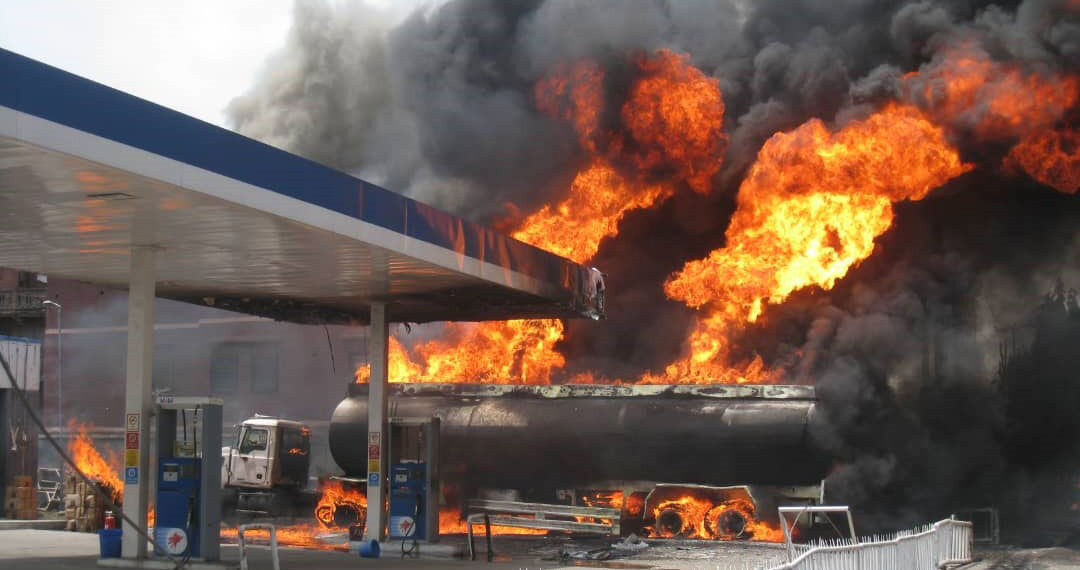 Oil Tankers in flames