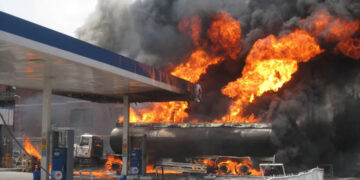 Oil Tankers in flames