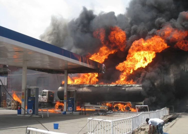 Oil Tankers in flames