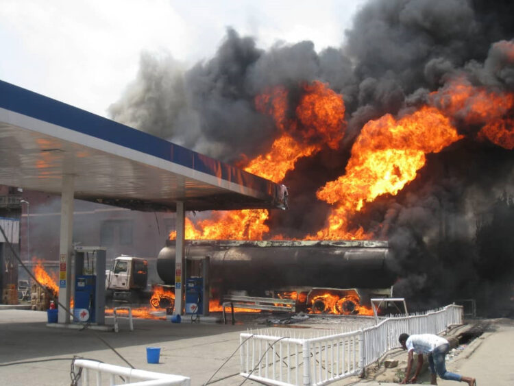 Oil Tankers in flames