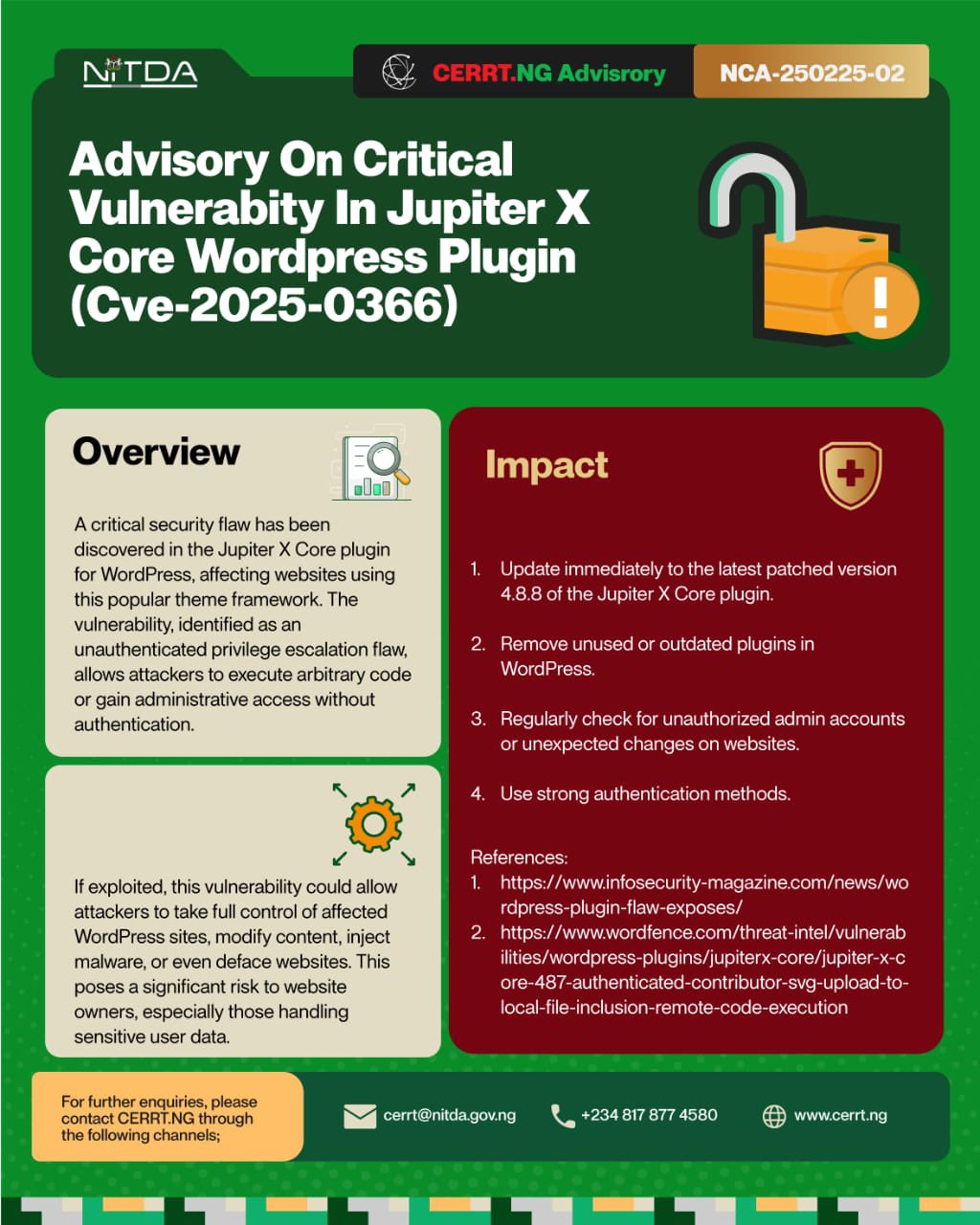 NITDA Warns Website Owners of Critical Security Flaw in Jupiter X Core WordPress Plugin