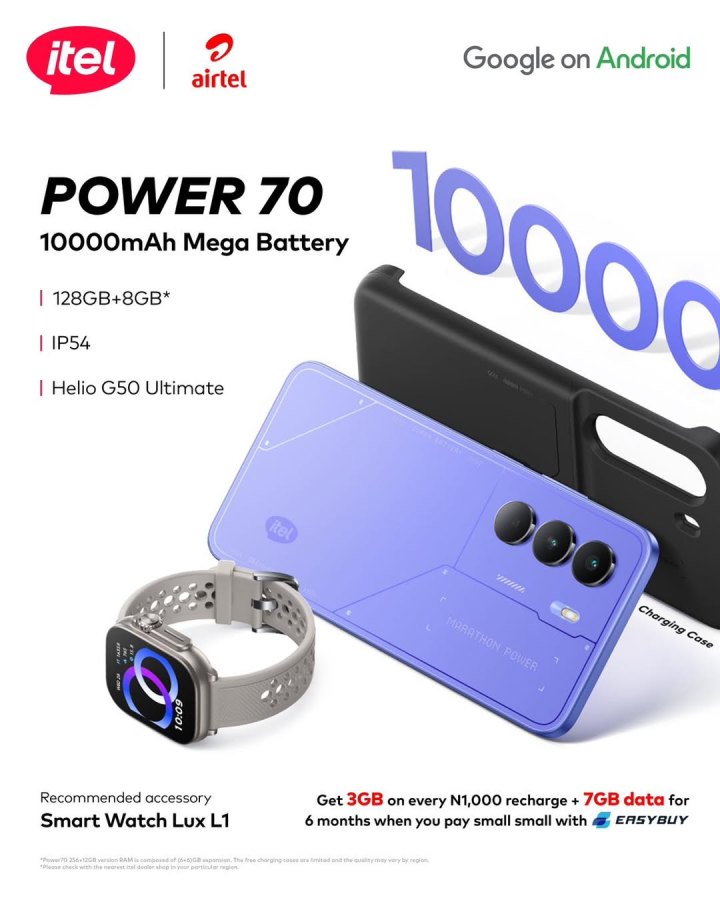 itel Power 70, Nigeria’s First 10000mAh Smartphone