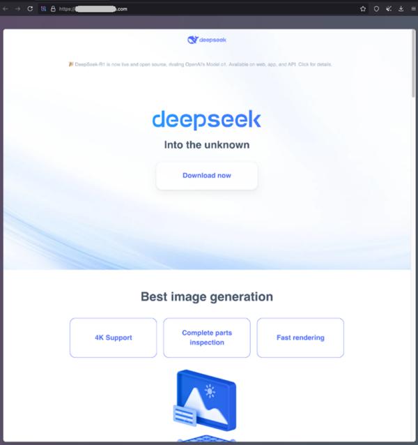 Malicious website mimicking DeepSeek.
