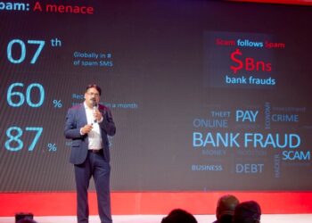 Dinesh Balsingh speaking at the launch of Airtel Spam Alert