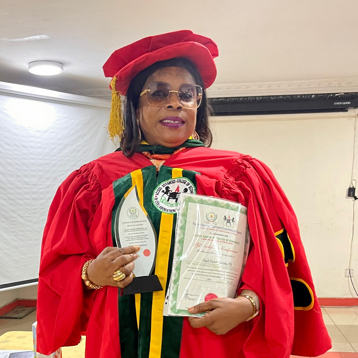 ICEN Confers Professional Doctorate Award on Vivian Aladi