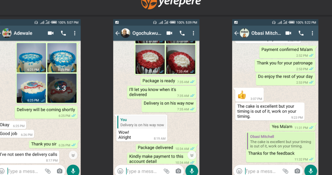 Order Cake on Yefepere via WhatsApp