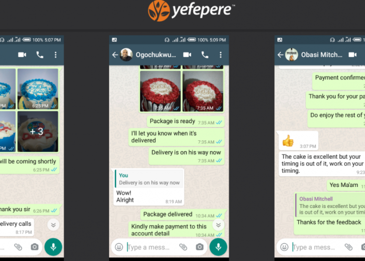 Order Cake on Yefepere via WhatsApp