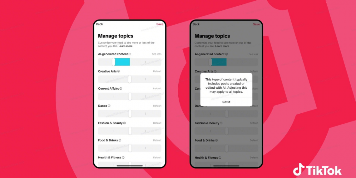 TikTok Launches Feature That Lets Users Manage Amount of AI Content in Their For You Feed
