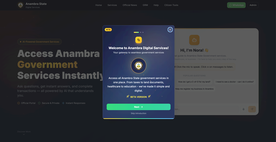 Anambra SmartGov homepage
