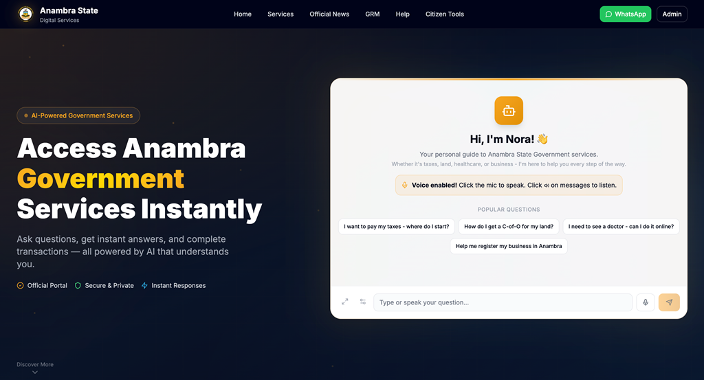 Anambra SmartGov homepage