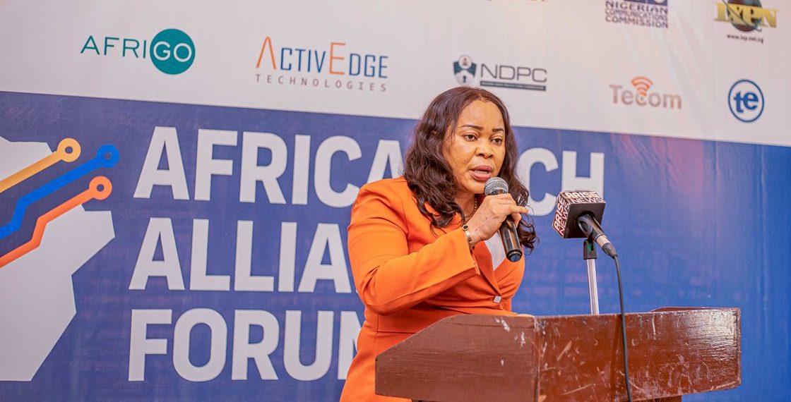 Happiness Obioha, CEO of Tizel Cybersecurity, speaking at AfriTECH 5.0