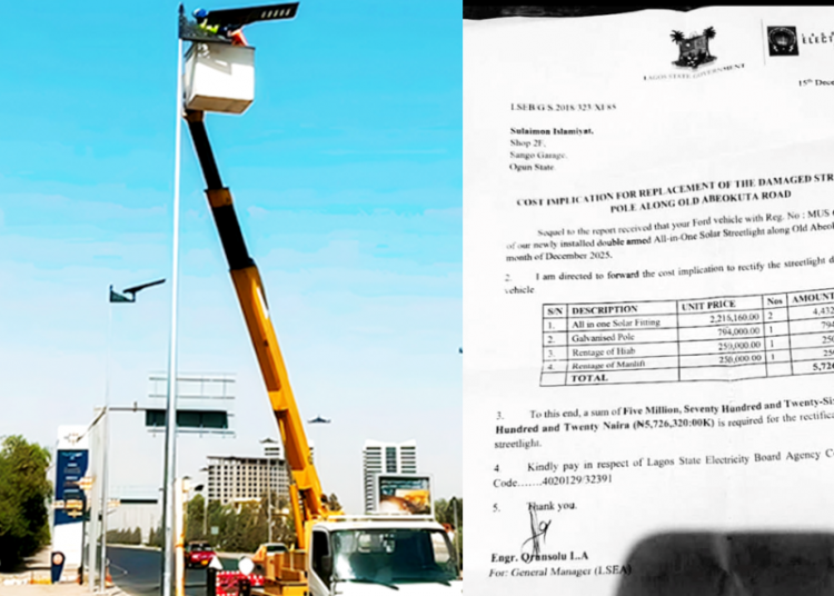 Motorist to pay for damaged Streetlight in Lagos