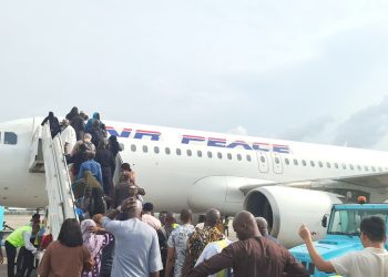 air passenger airlines traffic Lagos airport MMIA MM2 MM1 Air Peace