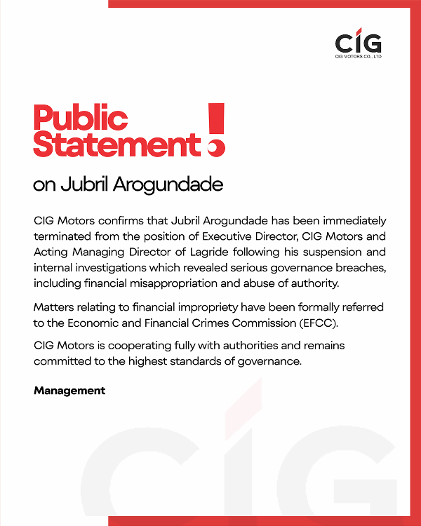 Jubril Arogundade - CIG Motors