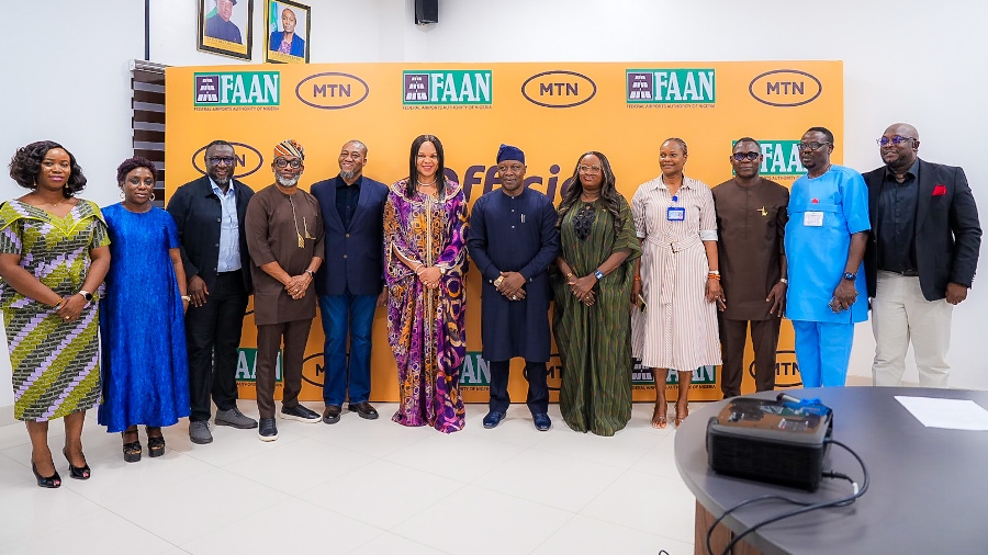 FAAN and MTN officials at the launch of Airport Wifi Services