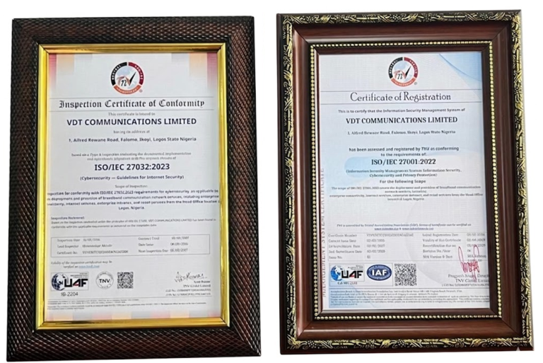 VDT Communications Achieves ISO 27001 and ISO 27032 Certifications
