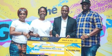 The grant presentation to winners at The Pitchathon