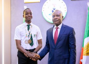 Governor of Enugu State, Peter Mbah, received 13-year-old STEM Olympiad gold medalist, Chimdiebube Onwubiko